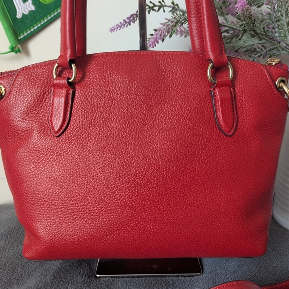 Coach Red Pebble Remi Satchel - Picture 4 of 11